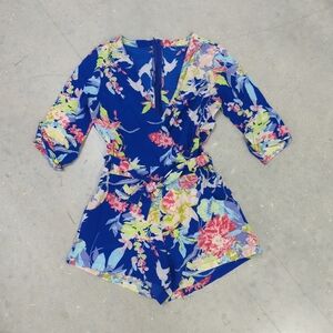 Girls' Blue Floral Romper - Kids Bottoms